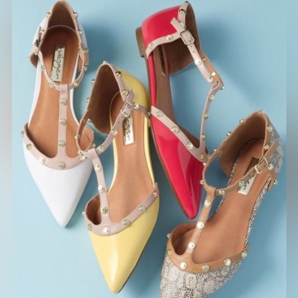 Halogen Olson Snakeskin Gold Studded Pointed Flat Size 7.5 - Picture 2 of 9